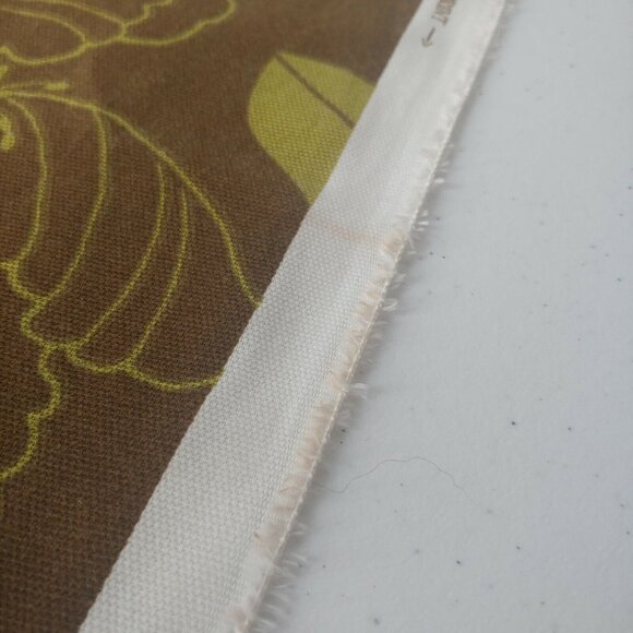 Morning Glory Floral Print Upholstery Fabric Brown Chartreuse Leaves Craft Home - Picture 4 of 6